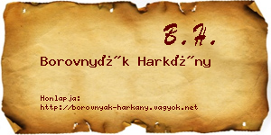 Borovnyák Harkány névjegykártya